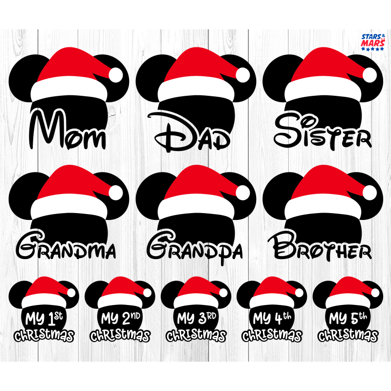 Mickey Minnie Santa Hat Family Bundle ALL